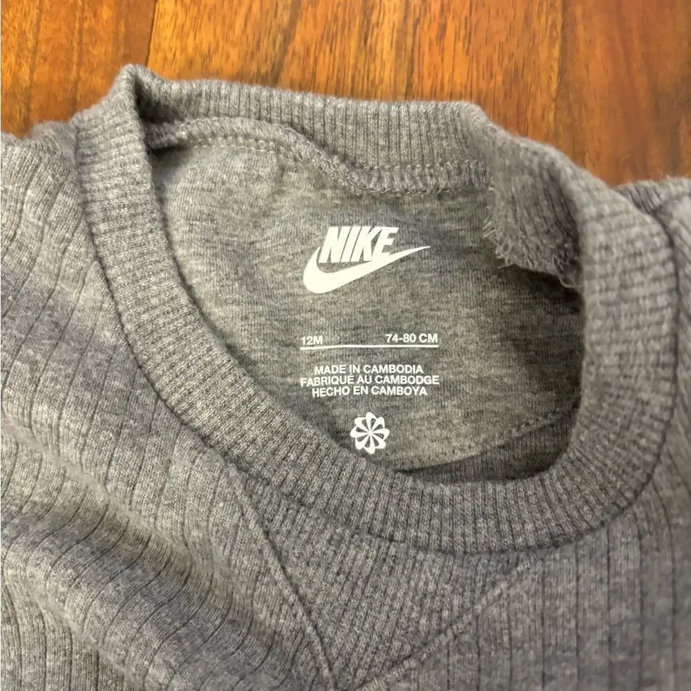 Nike Grey Ribbed Embroidered Swoosh Jumpsuit